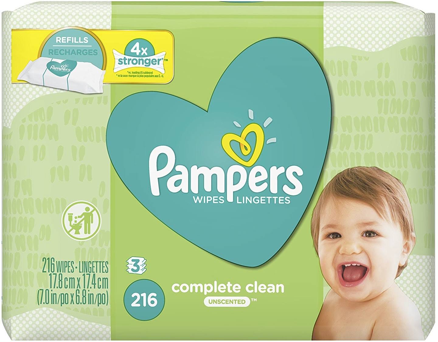 Pampers Complete Clean Refills Baby Wipes - Unscented, 216ct