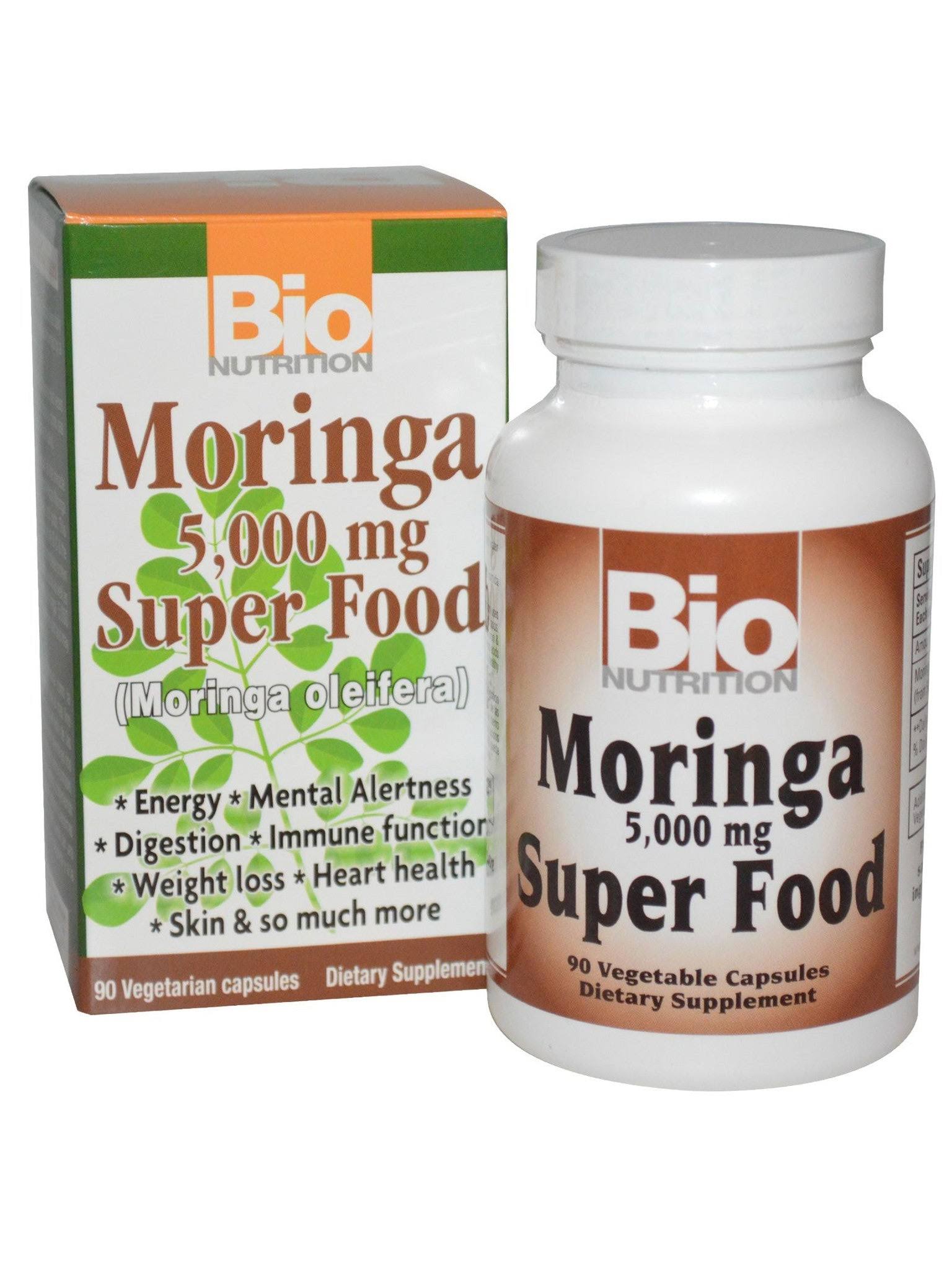 Bio Nutrition Moringa Super Food Supplement - 5000mg, 90 Vegetarian Capsules
