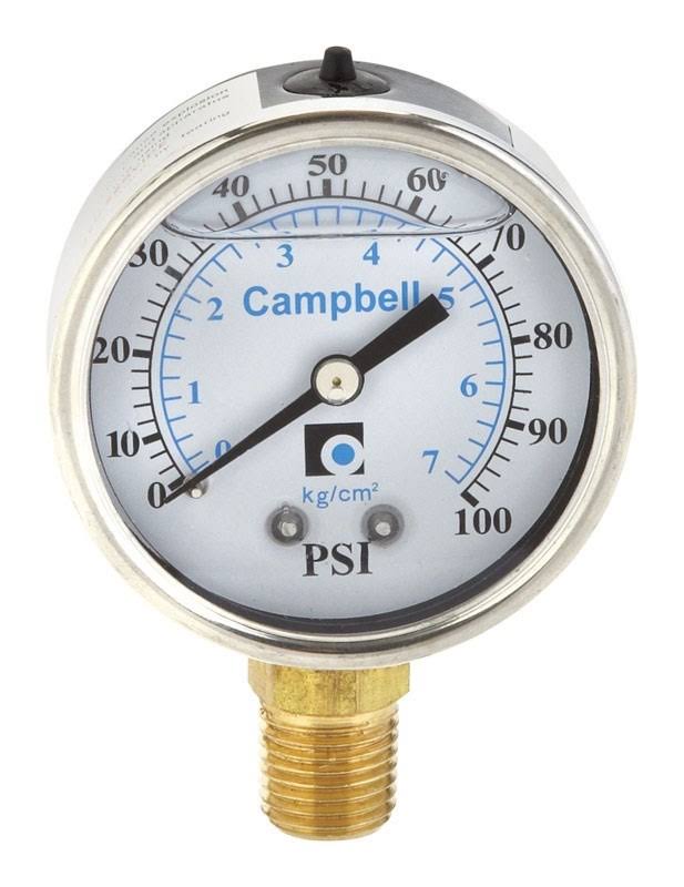 Campbell Pressure Gauge - 0.100 Psi, 1/4"