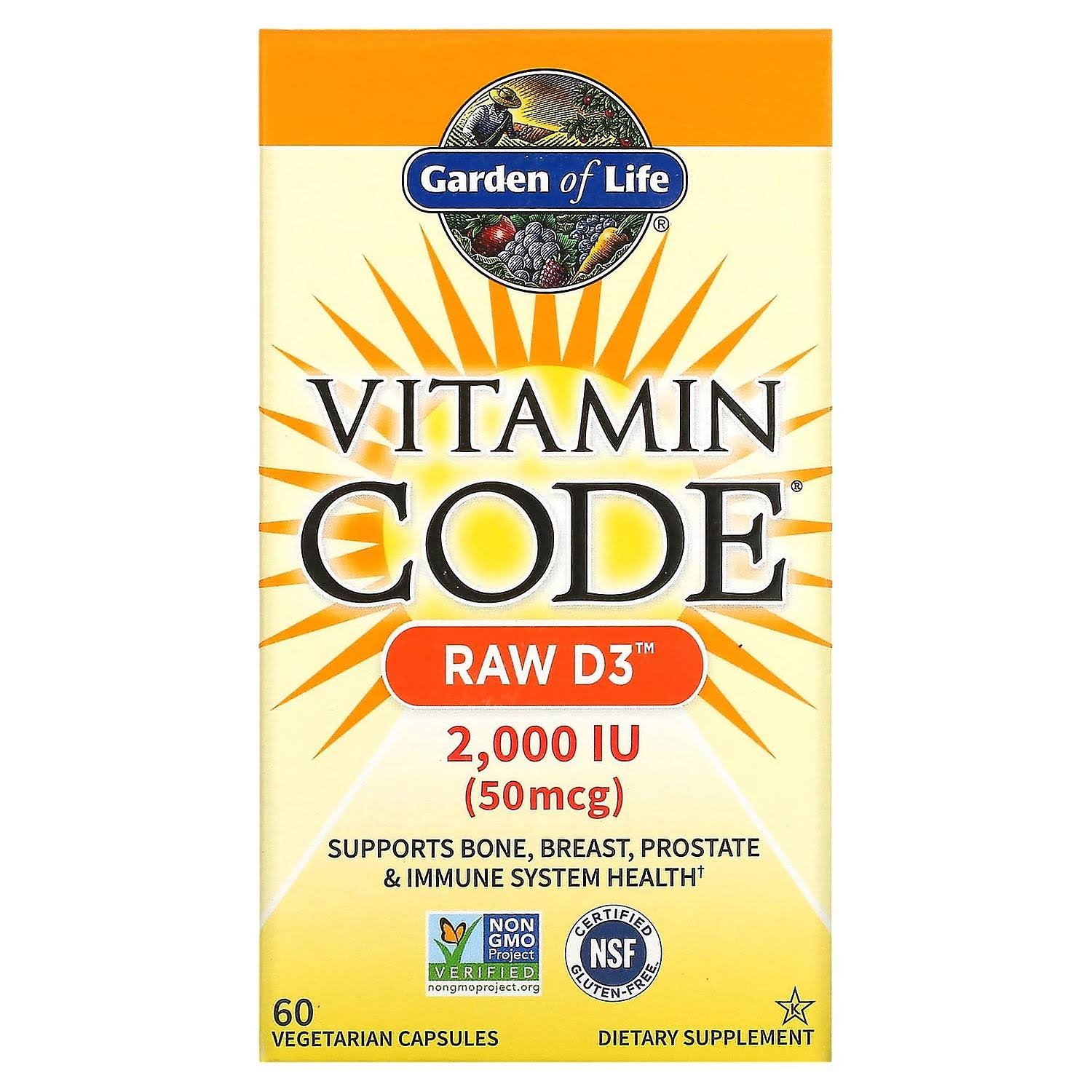 Garden of Life Vitamin Code RAW D3 Dietary Supplement - 60 Capsules