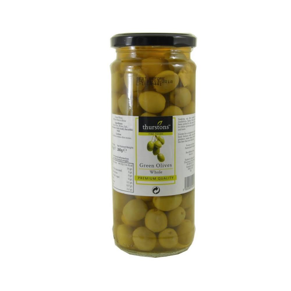 Thurstons Whole Green Olives - 450g