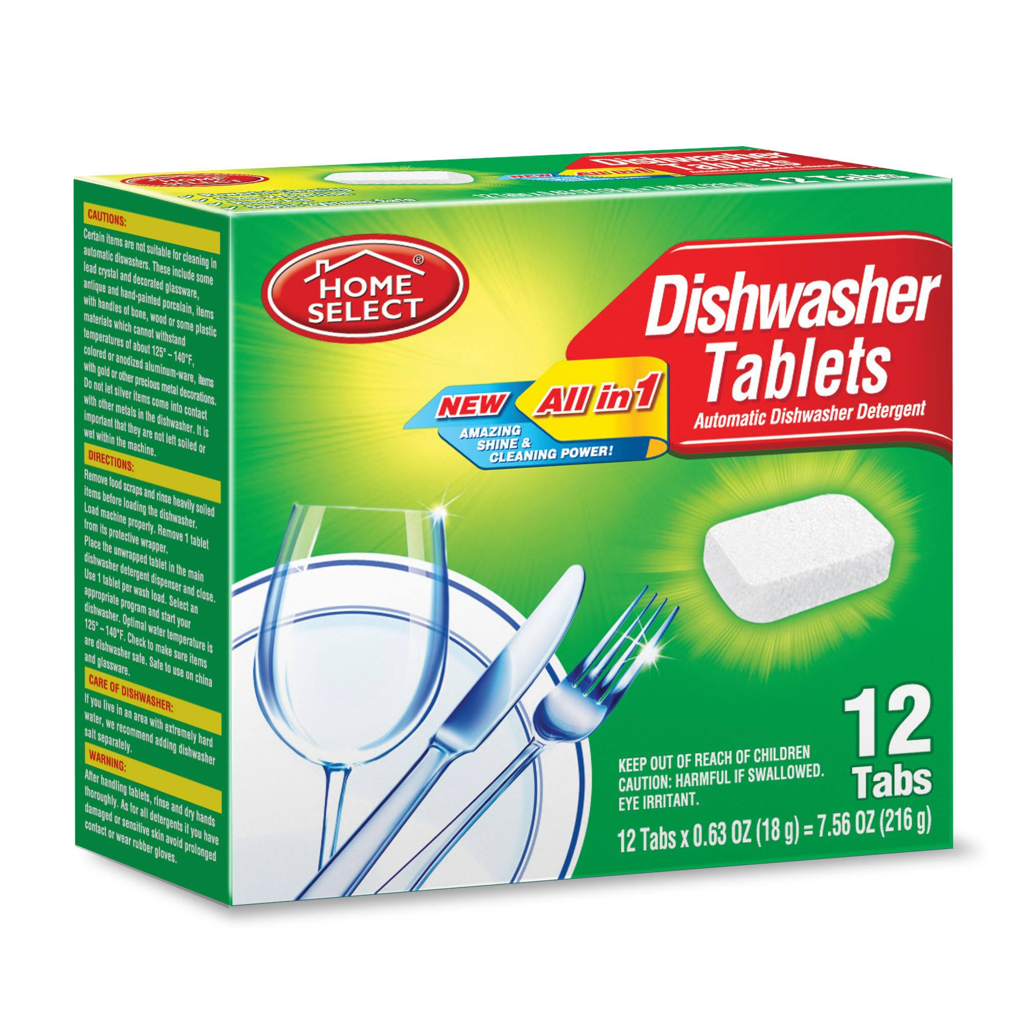 Home Select Dishwasher Tablets, 12 Tabs