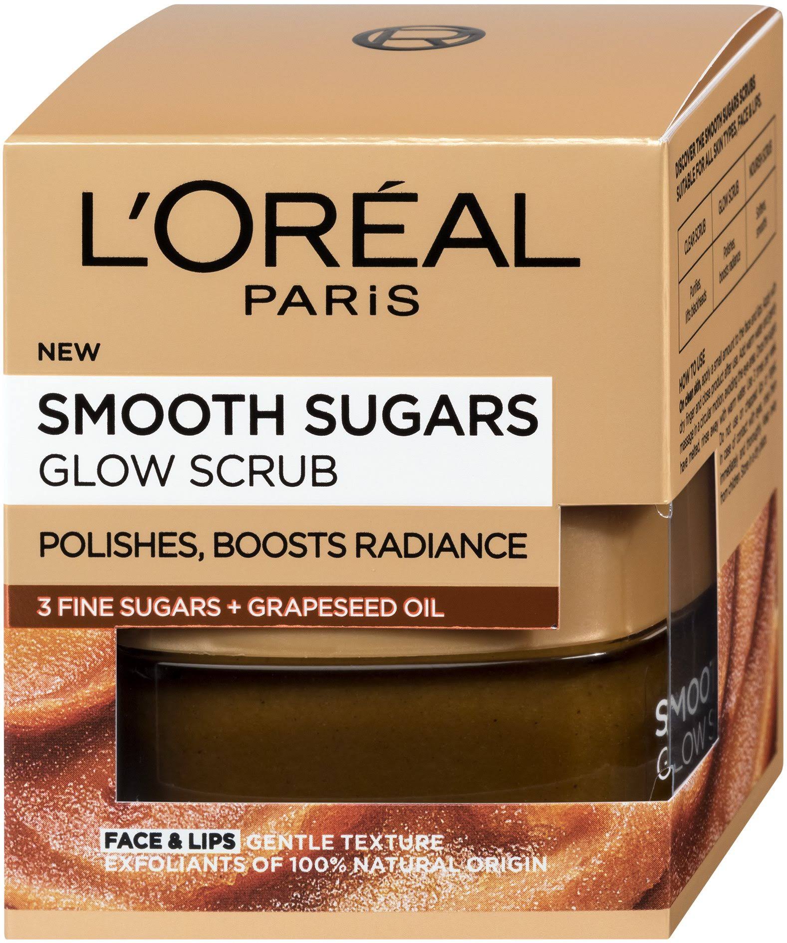 L'Oreal Paris Smooth Sugar Glow Grapeseed Face and Lip Scrub 50ml