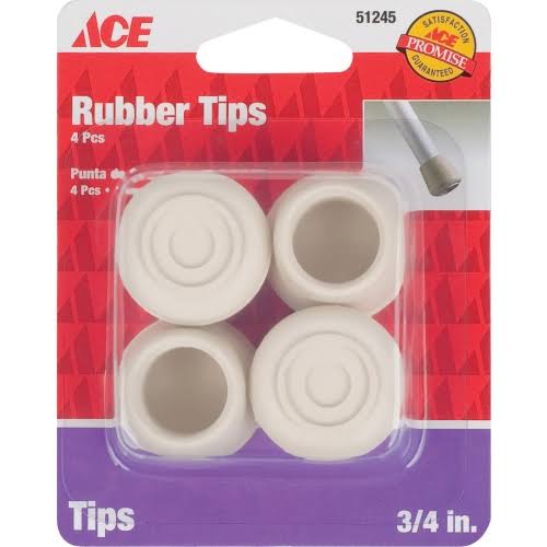 Ace Rubber Leg Tip, 3/4", Off White - 4 count