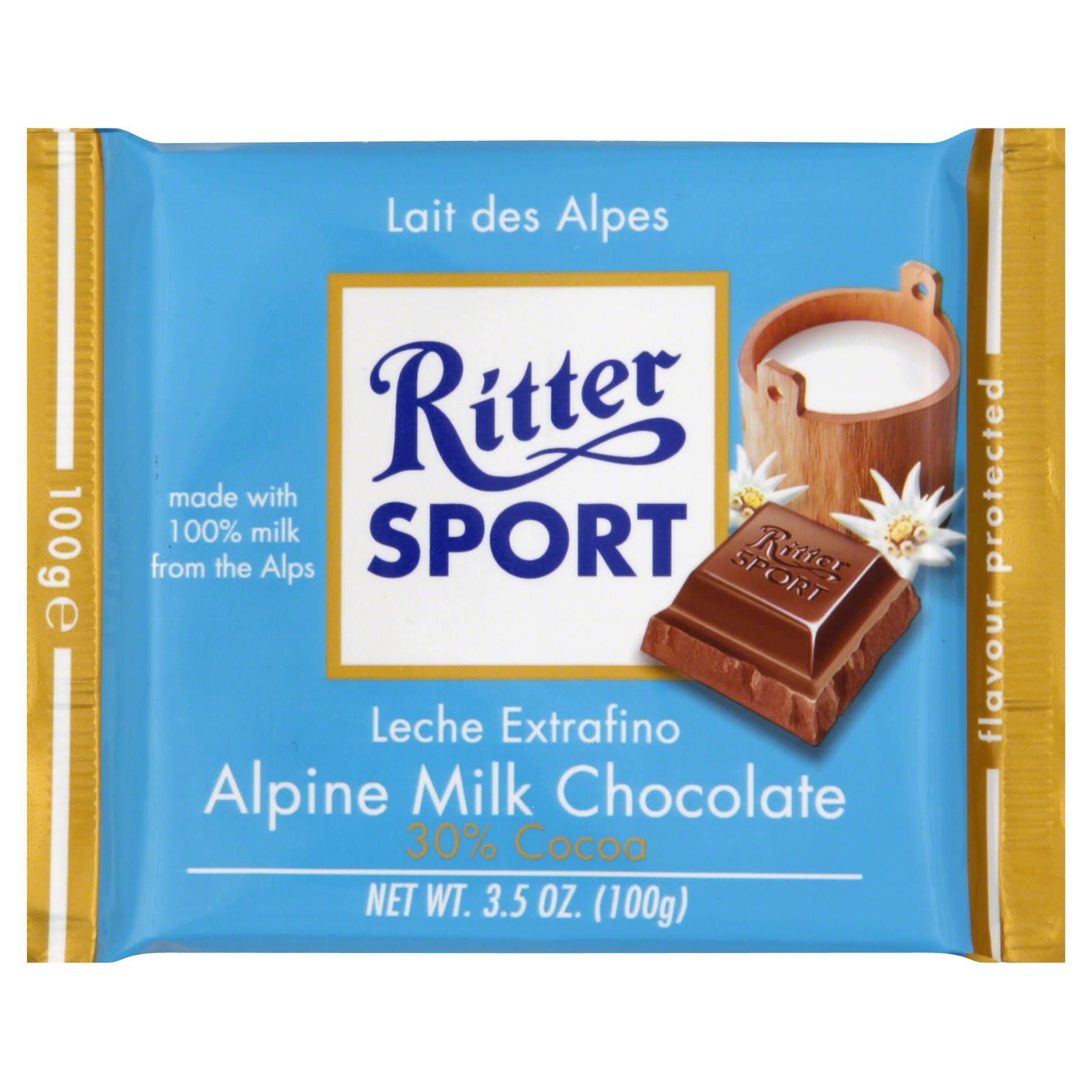 Ritter Sport Alpine Milk Chocolate Bar - 100g