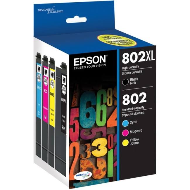 Epson DURABrite T802XL-BCS High-Yield Black/Cyan/Magenta/Yellow Ink