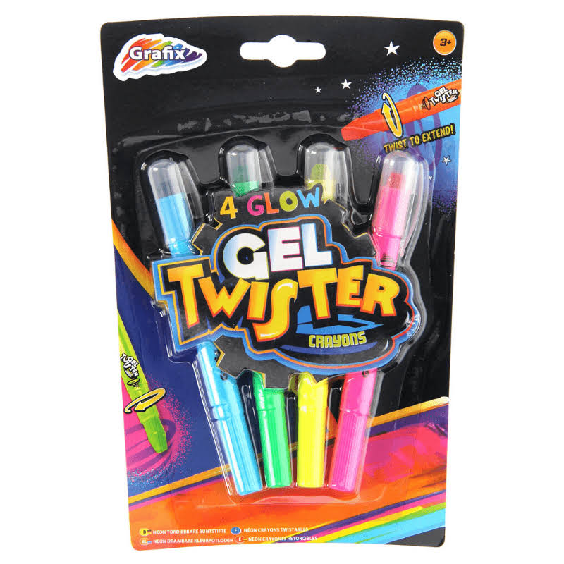 Grafix Glowing Gel Twister Colouring Crayons - Pack of 4