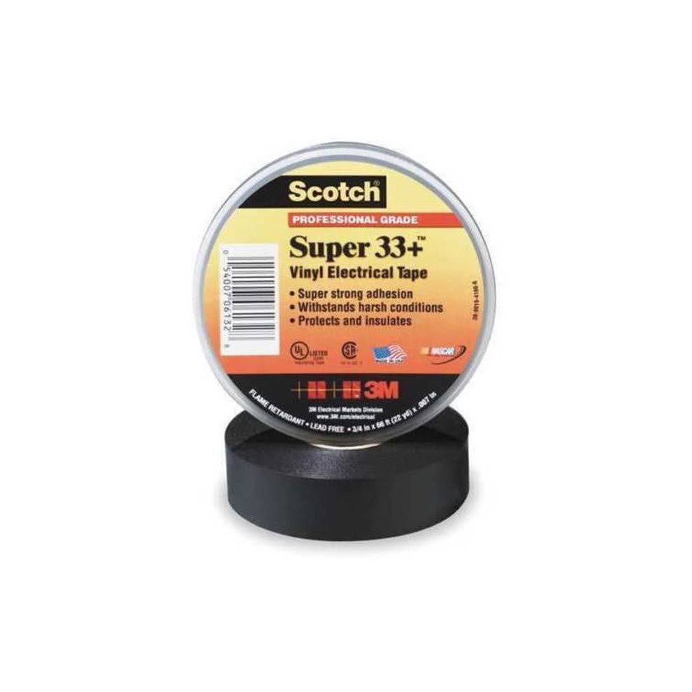 3M Scotch Vinyl Super Electrical Tape - Black, 3/4" X 66'