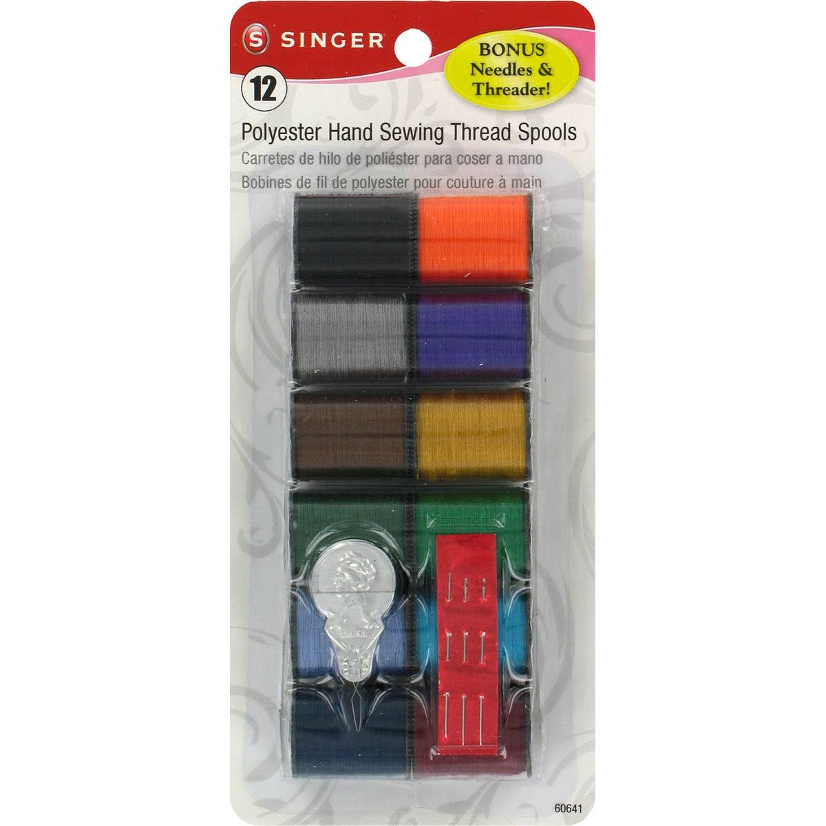 Singer Polyester Hand Sewing Thread Spools - 12pack