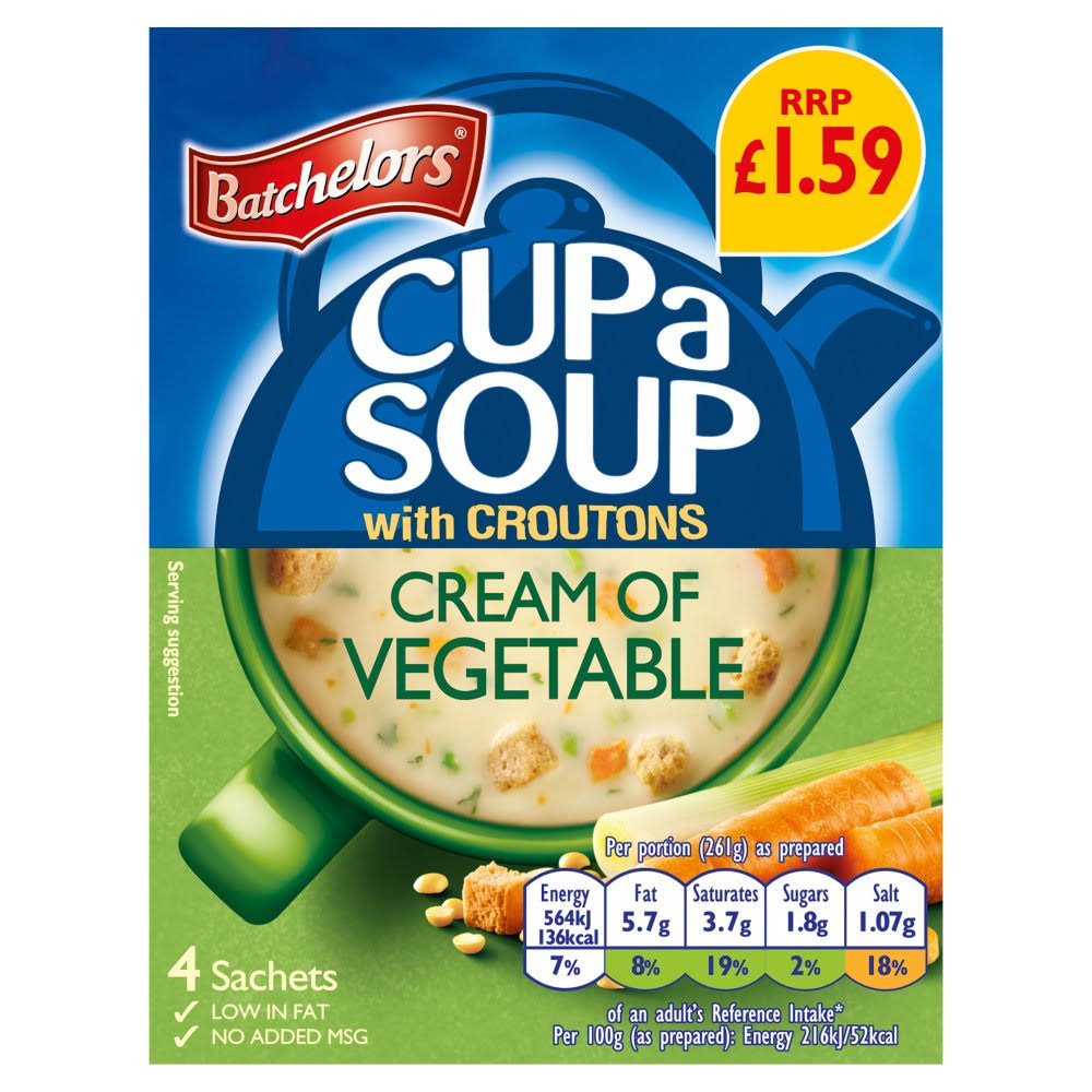 Batchelors Cup a Soup - with Croutons, Cream of Vegetable, 122g, 4 Sachets