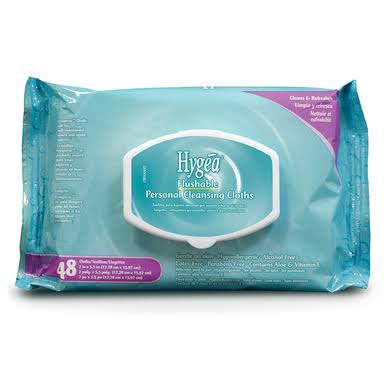 Hygea Flushable Wipes - Floral, 48 Wipes