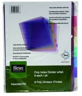 Filexec Products 30207 iFile Poly Index Divider 8 Tab 8.5x11 Asst