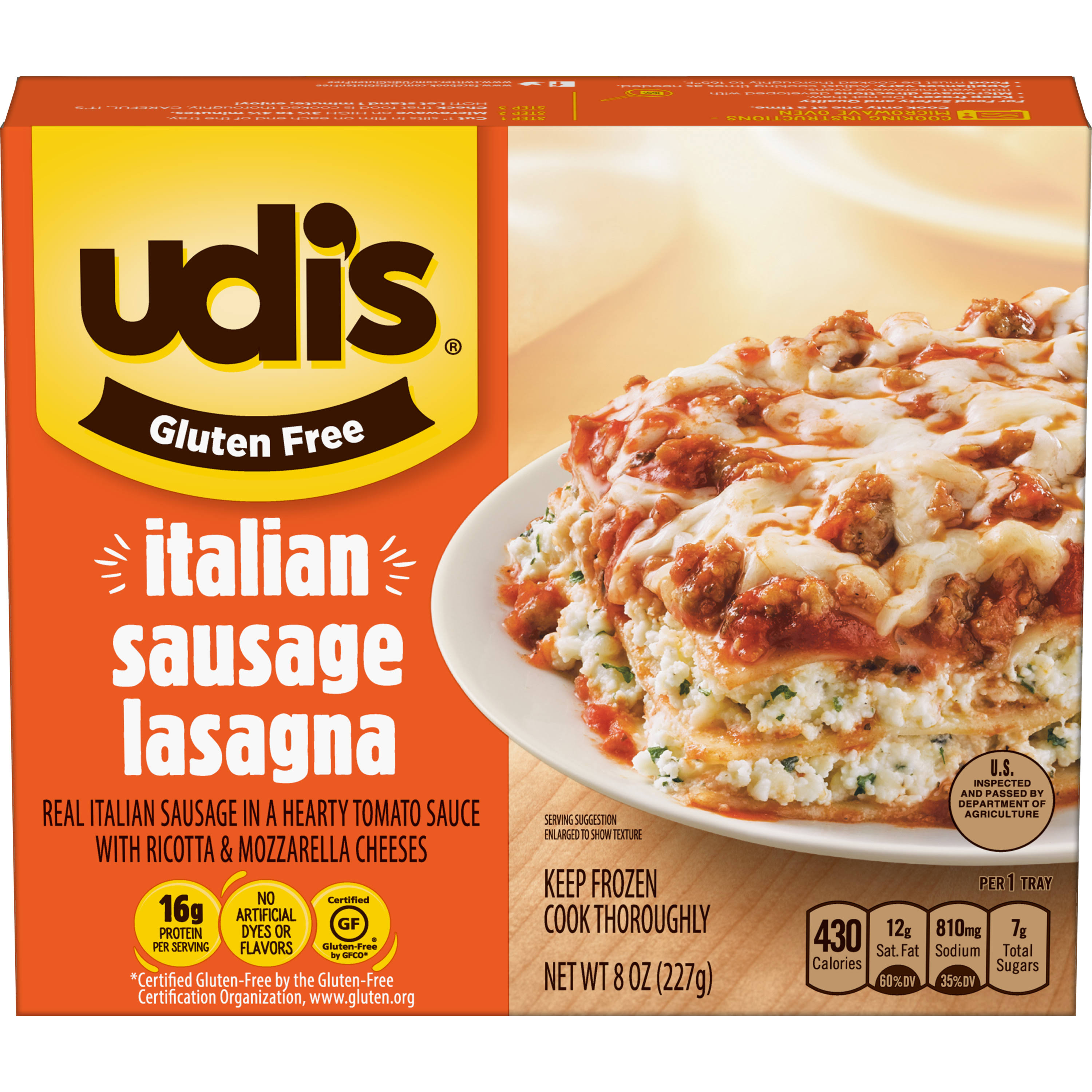 Udi's Gluten Free Italian Sausage Lasagna - 8oz