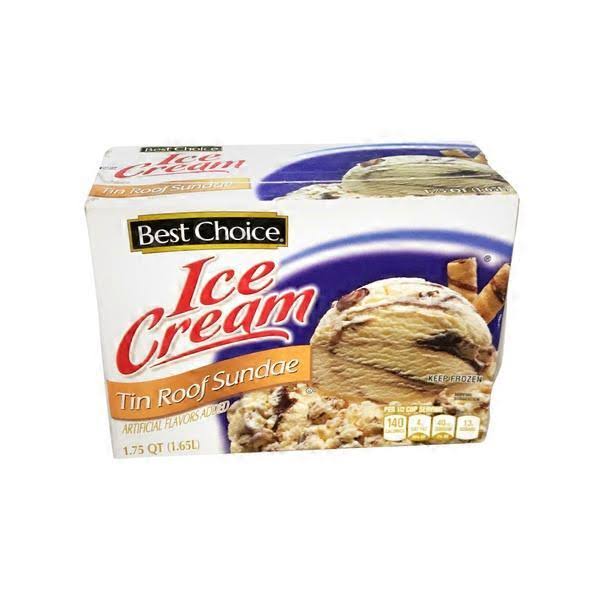Best Choice Tin Roof Sundae Ice Cream - 1.75 Quart
