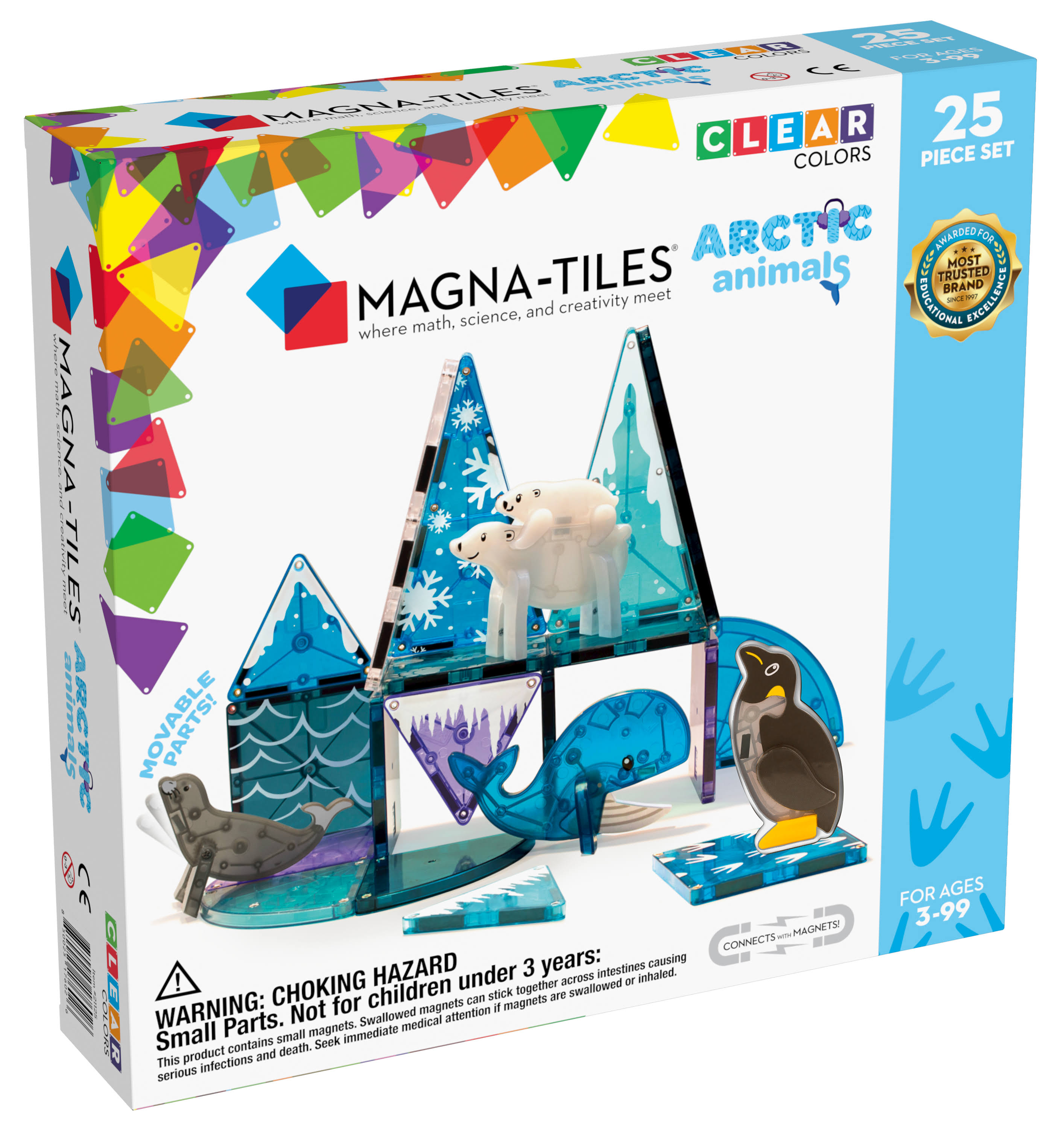 Magna Tiles Arctic Animals 25 Piece Set, Clear Colors