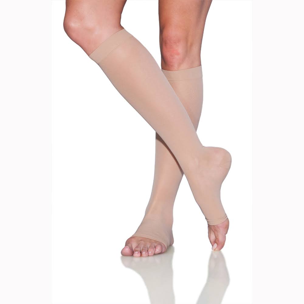 Sigvaris Sheer Women's Knee High 20-30 mmHg, Open Toe / SL / Black