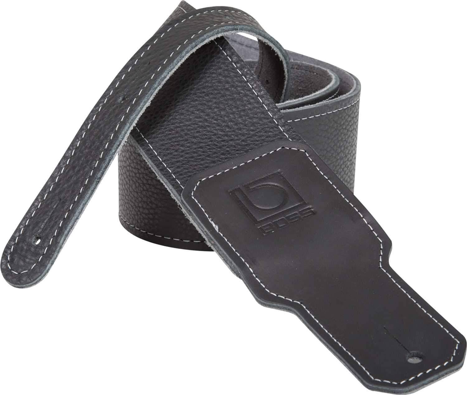 Boss Premium Leather Instrument Strap - Black, 3"