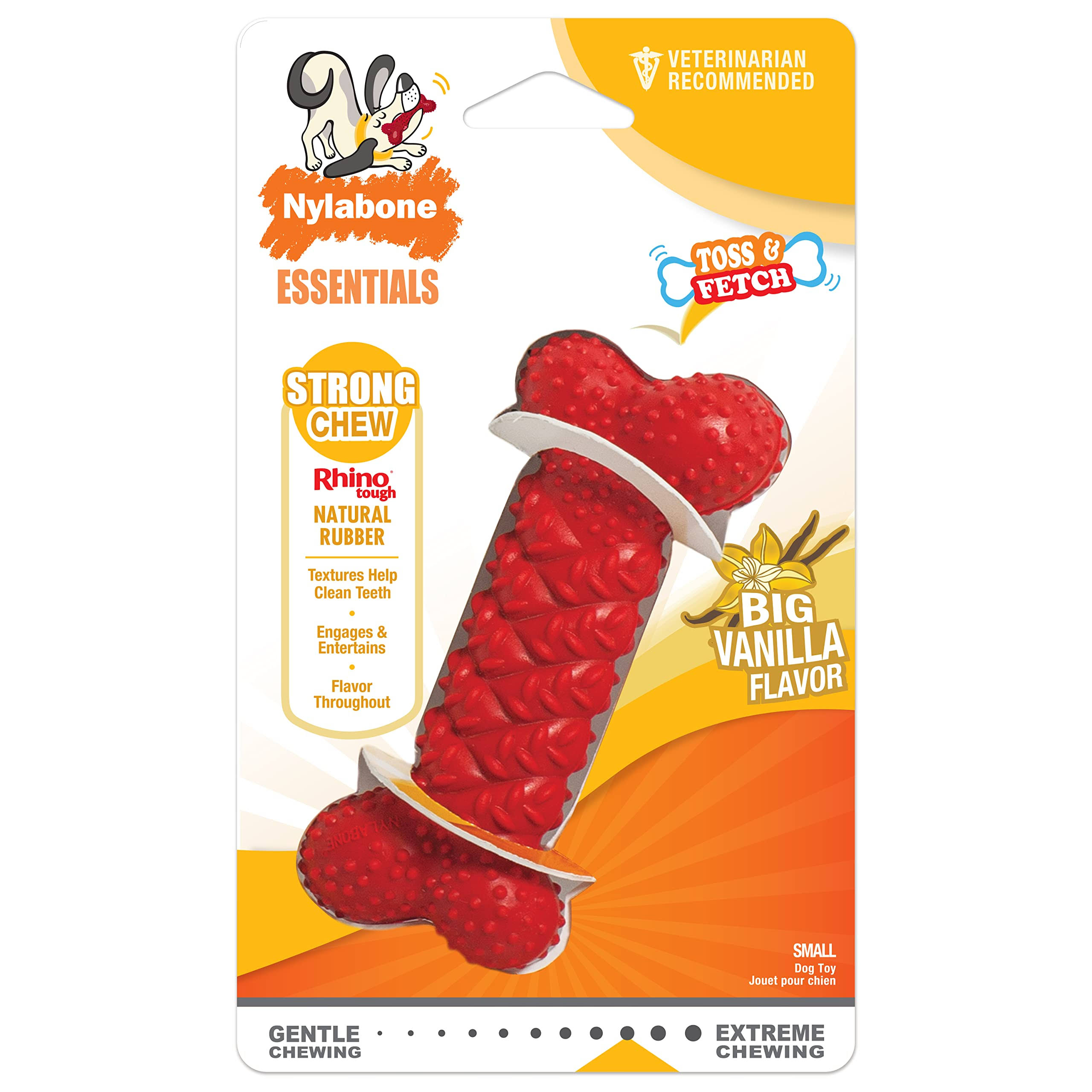 Nylabone Fun 'n Fit Rubber Bone Dog Toy - Red, Vanilla Flavor