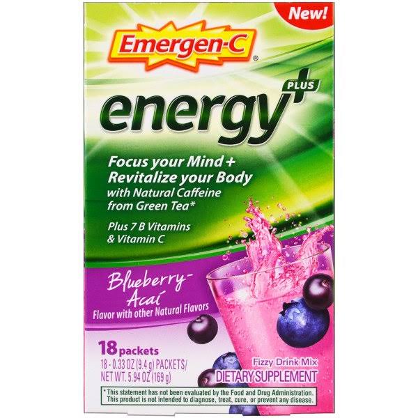 Emergen-C Energy Plus Dietary Supplement Drink Mix - Blueberry-Acai Flavor, 0.33oz, 18 Count