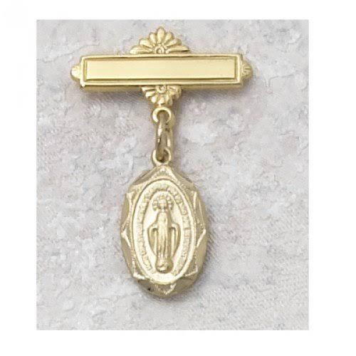 McVan Gold Plated Sterling Silver Oval Miraculous Baby Pin