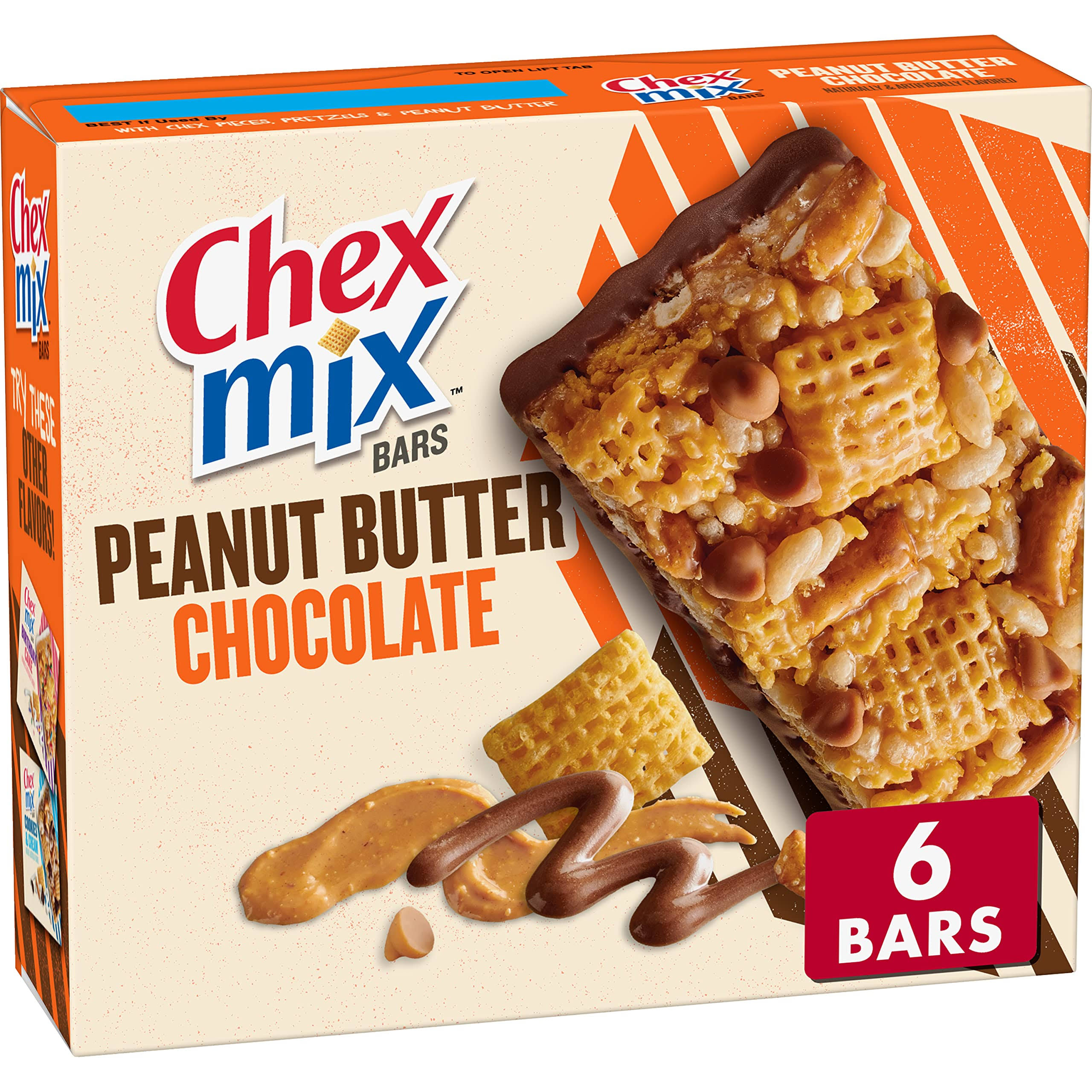 Chex Mix Bars, Peanut Butter Chocolate - 6 pack, 1.13 oz bars