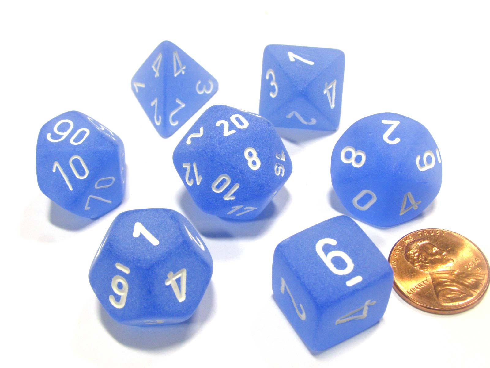 CHESSEX - Dice - 7 Die Set - FROSTED - Blue/White