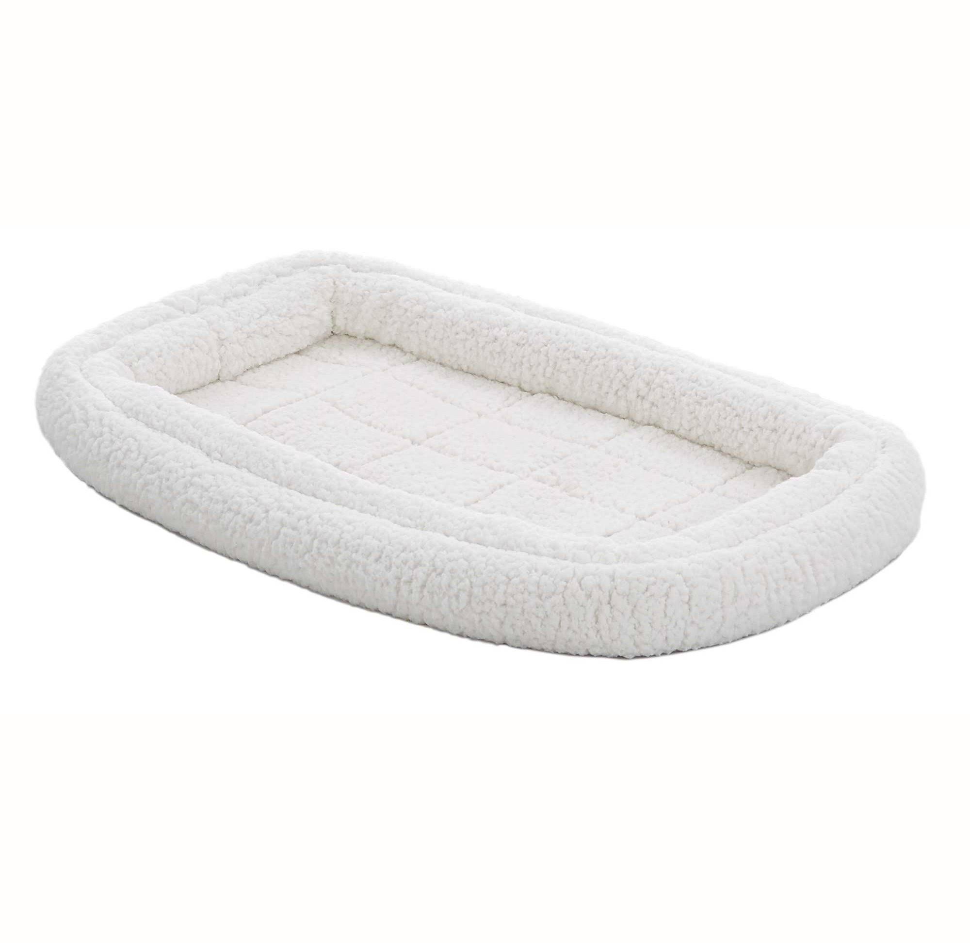 MidWest Quiet Time Deluxe Toy Double Bolster Dog Bed - White, 42"