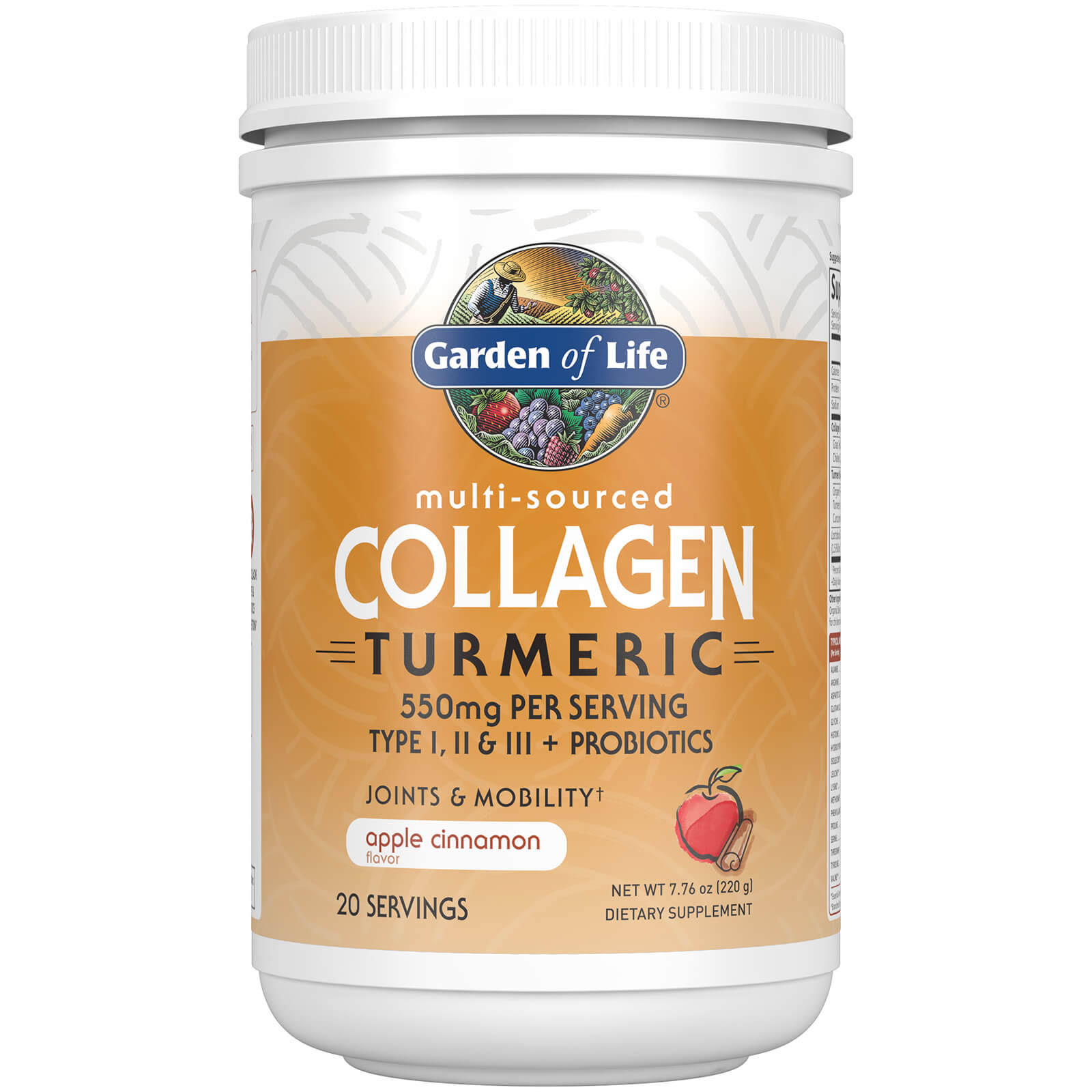 Garden of Life, Multi-Sourced Collagen Turmeric, Apple Cinnamon, 7.76 oz (220 g)