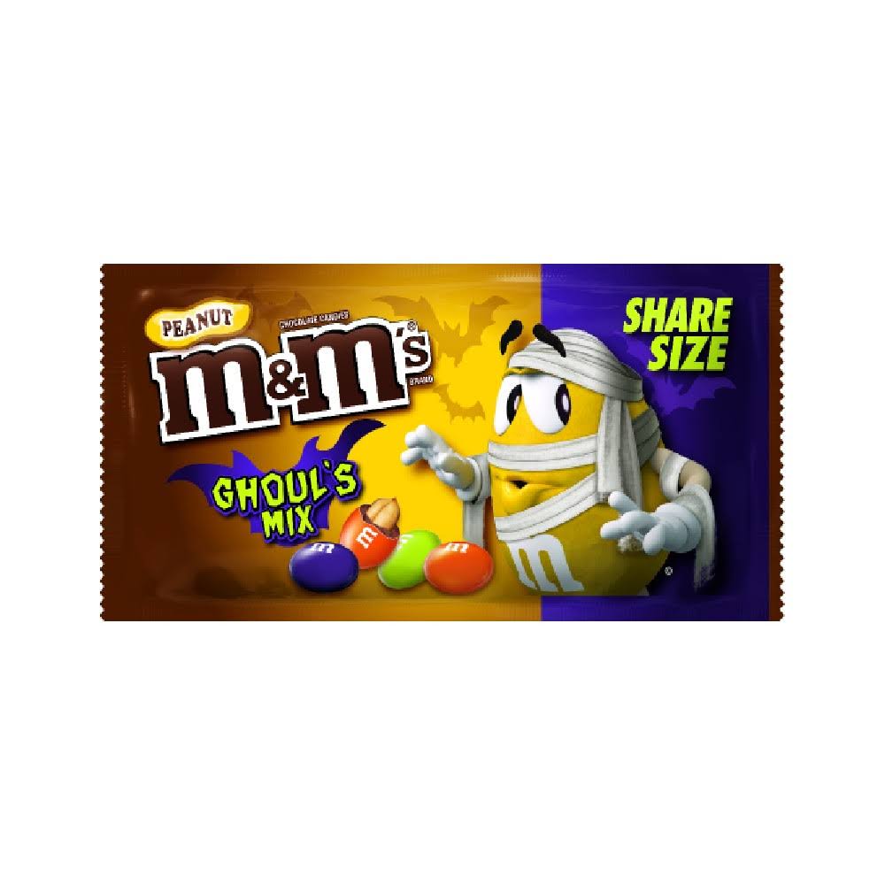 M&M's Chocolate Candies, Peanut, Ghoul's Mix, Share Size - 3.27 oz