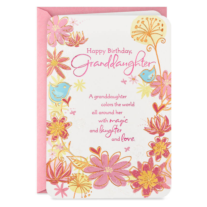 Hallmark Birthday Card, Birds and Flowers Birthday Card for Granddaughter