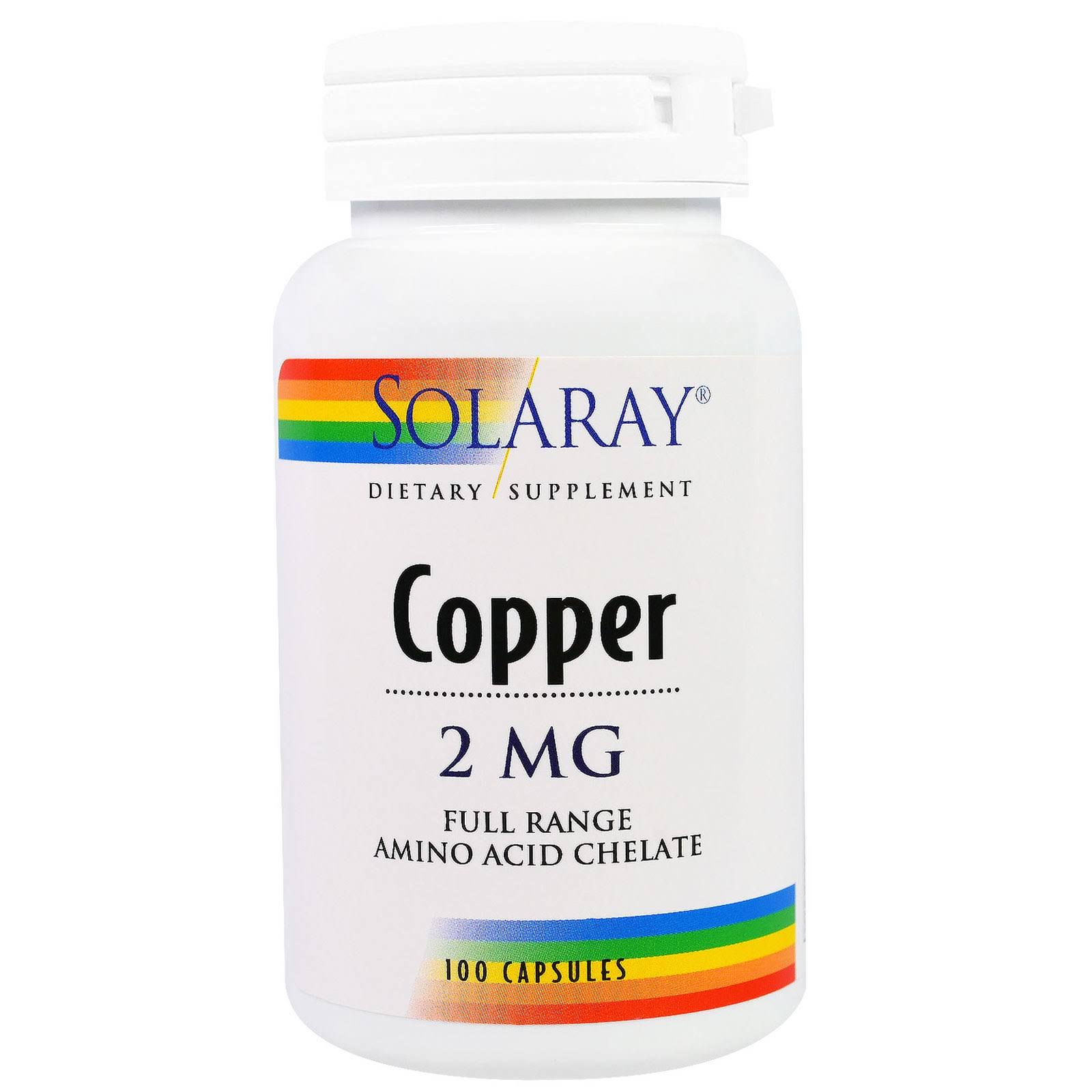 Solaray Copper Capsules - 2mg, 100 capsules
