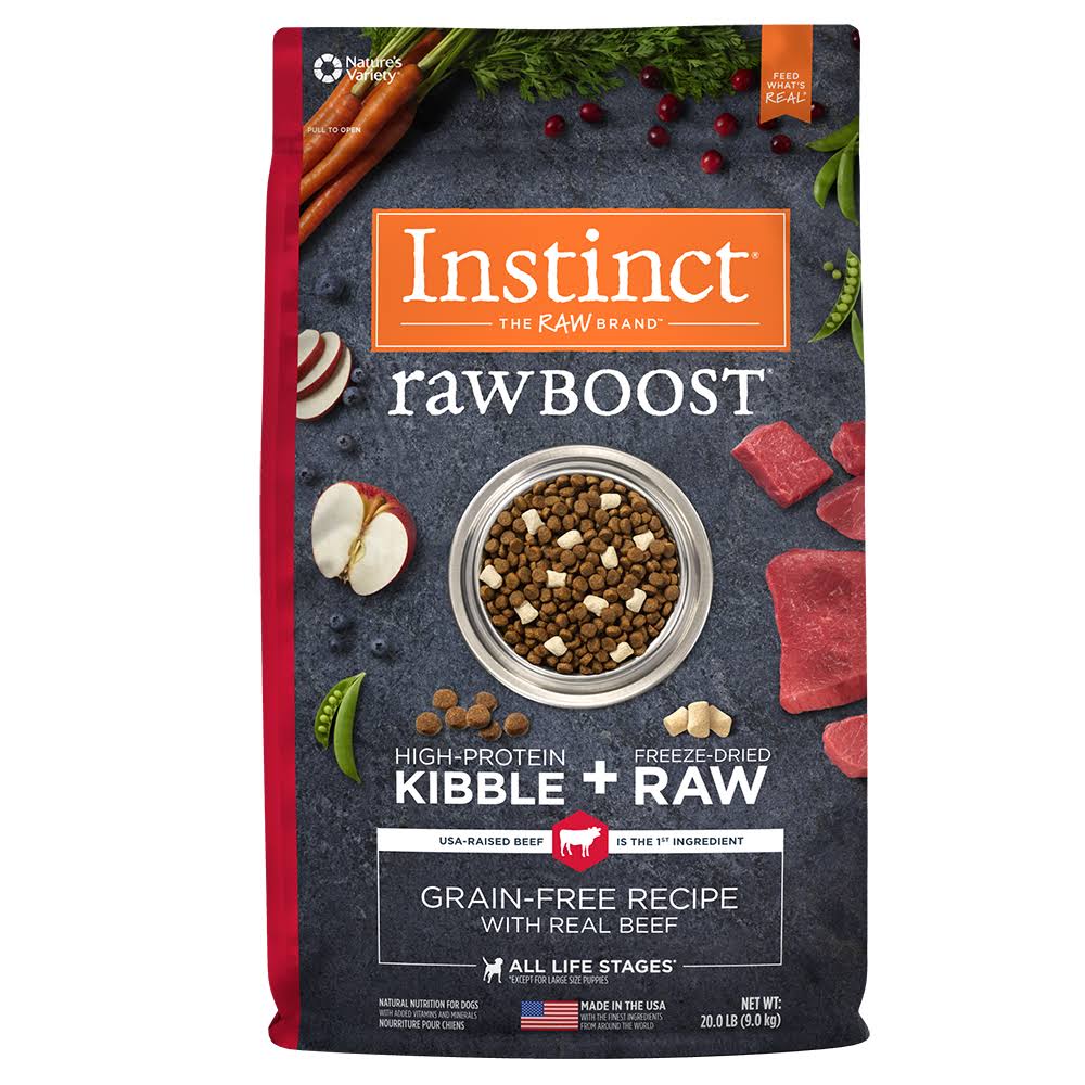 Instinct Raw Boost Natural Dry Dog Food - Grain Free Recipe with Real Beef, 20lbs
