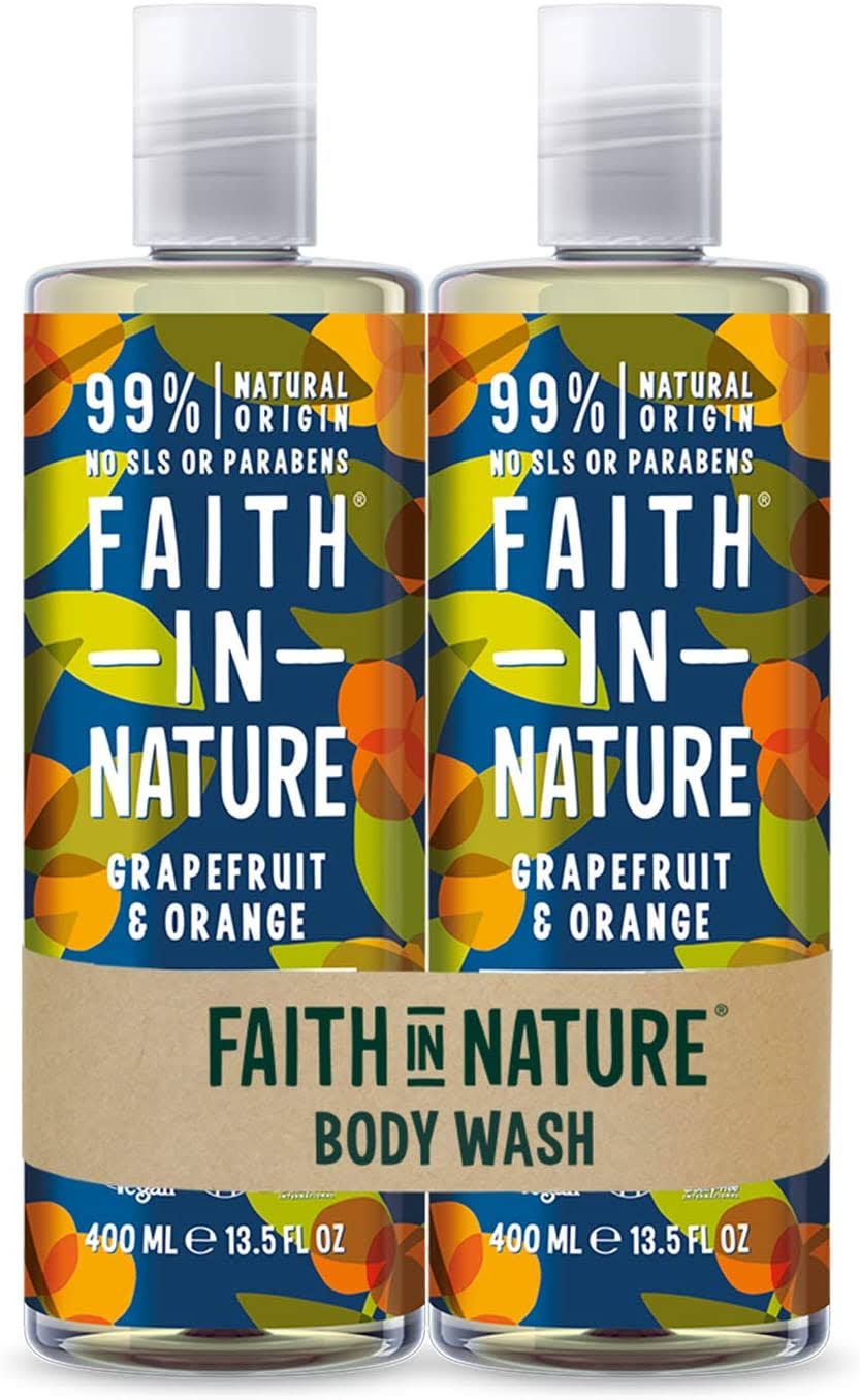 Faith in Nature Natural Grapefruit & Orange Body Wash Set, Invigorating, Vegan &
