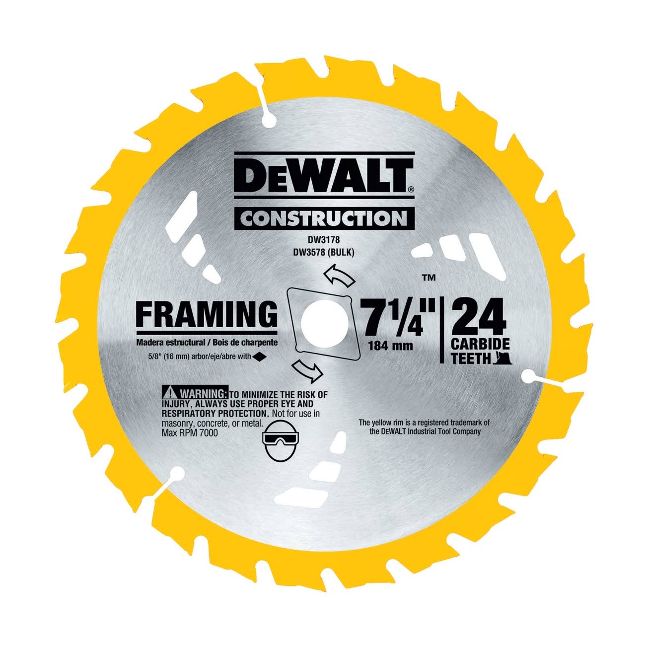 Dewalt Construction Framing Saw Blade - 7.5 in, 24T