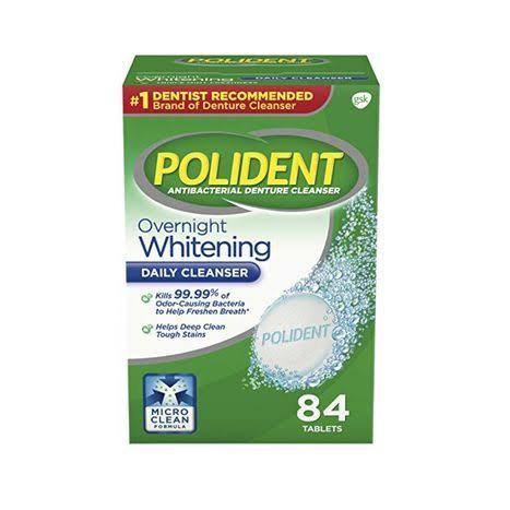 Polident Overnight Whitening Denture Cleanser - 84ct