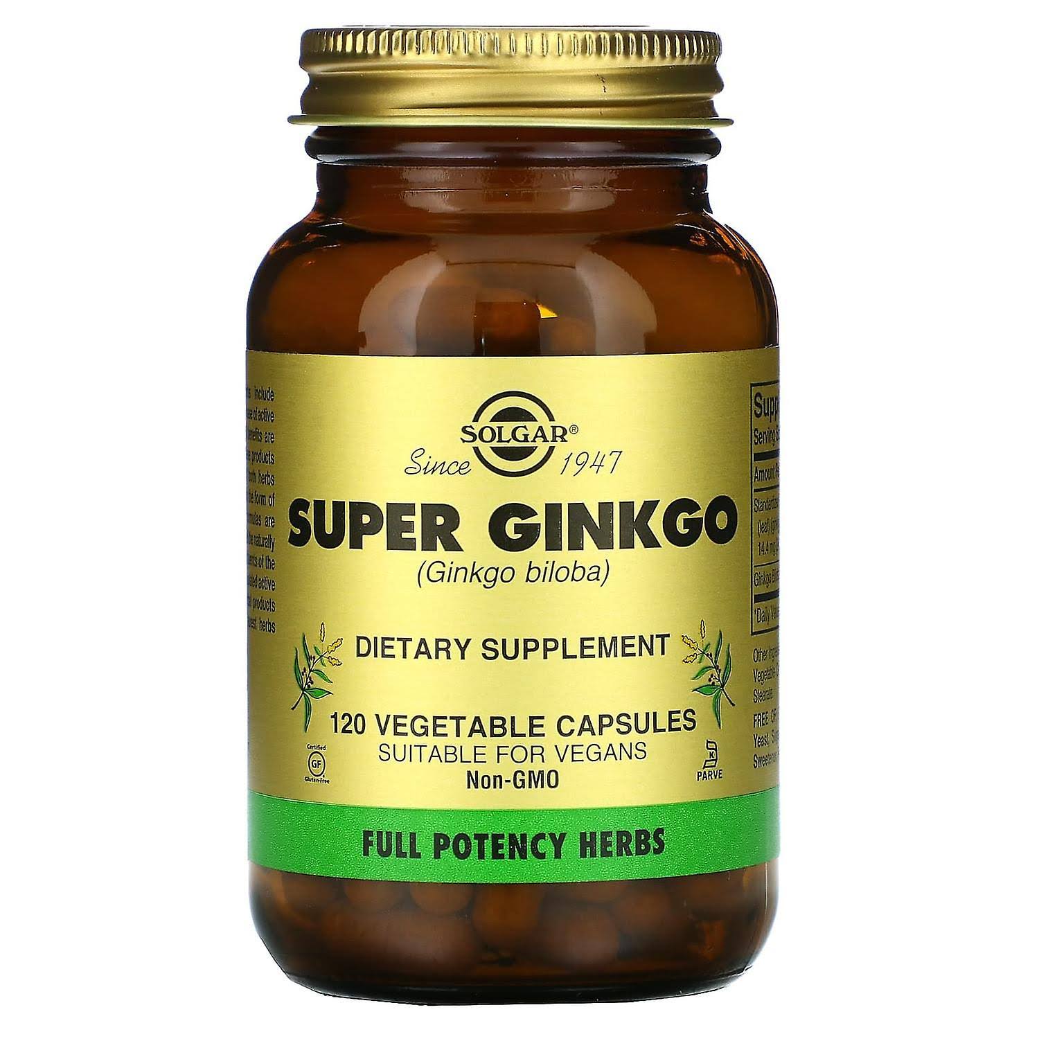 Solgar Super Ginkgo Dietary Supplement - 120 Vegetable Capsules