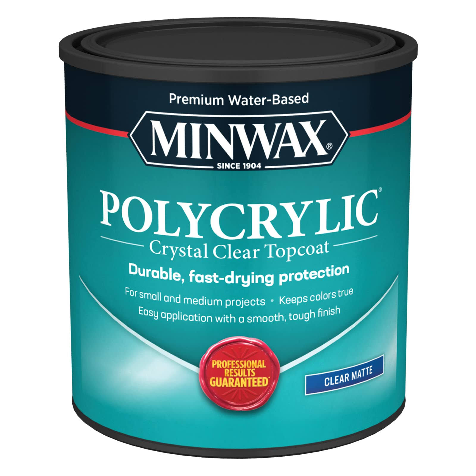Minwax 622224444 Polycrylic Protective Finish Paint - Clear Matte, 32oz, Water Based