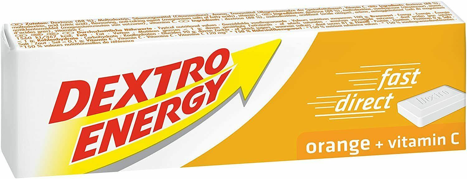 Dextro Energy Dextrose Tablets - Orange Flavour, 47g, 2 Pack