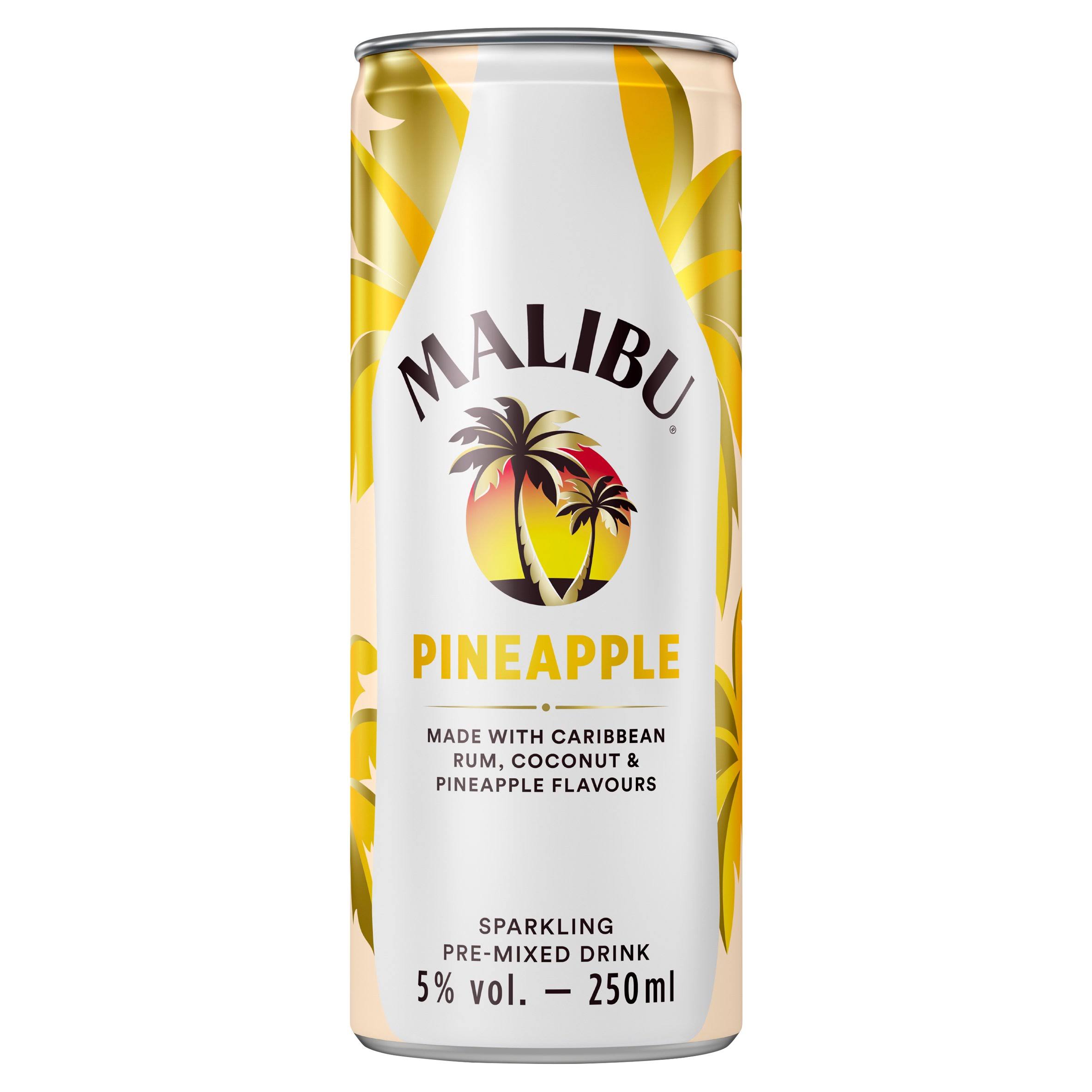Malibu Sparkling Pre Mixed Drink - Pineapple, 250ml