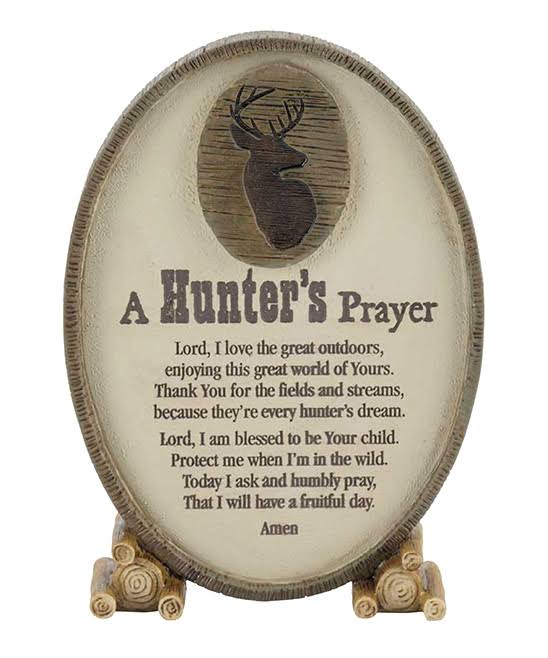 Dicksons A Hunter's Prayer Oval Shaped Resin Stone Table Top Sign Plaque - Brown, 5.75"