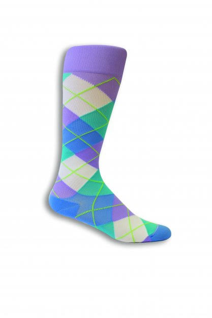 Compression Socks Women Energy - Purple/Blue - Argyle Size: Wacm Strength:15-20 Mmhg