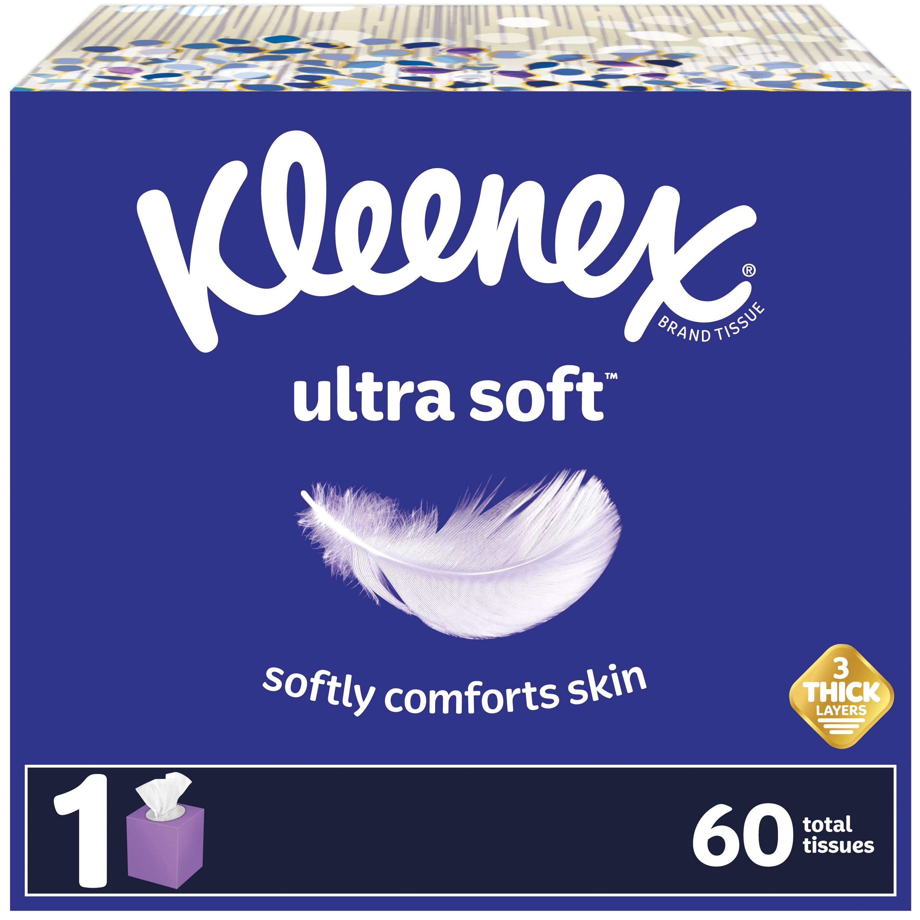 Kleenex Tissues, Ultra Soft, 3-Ply - 60 tissues