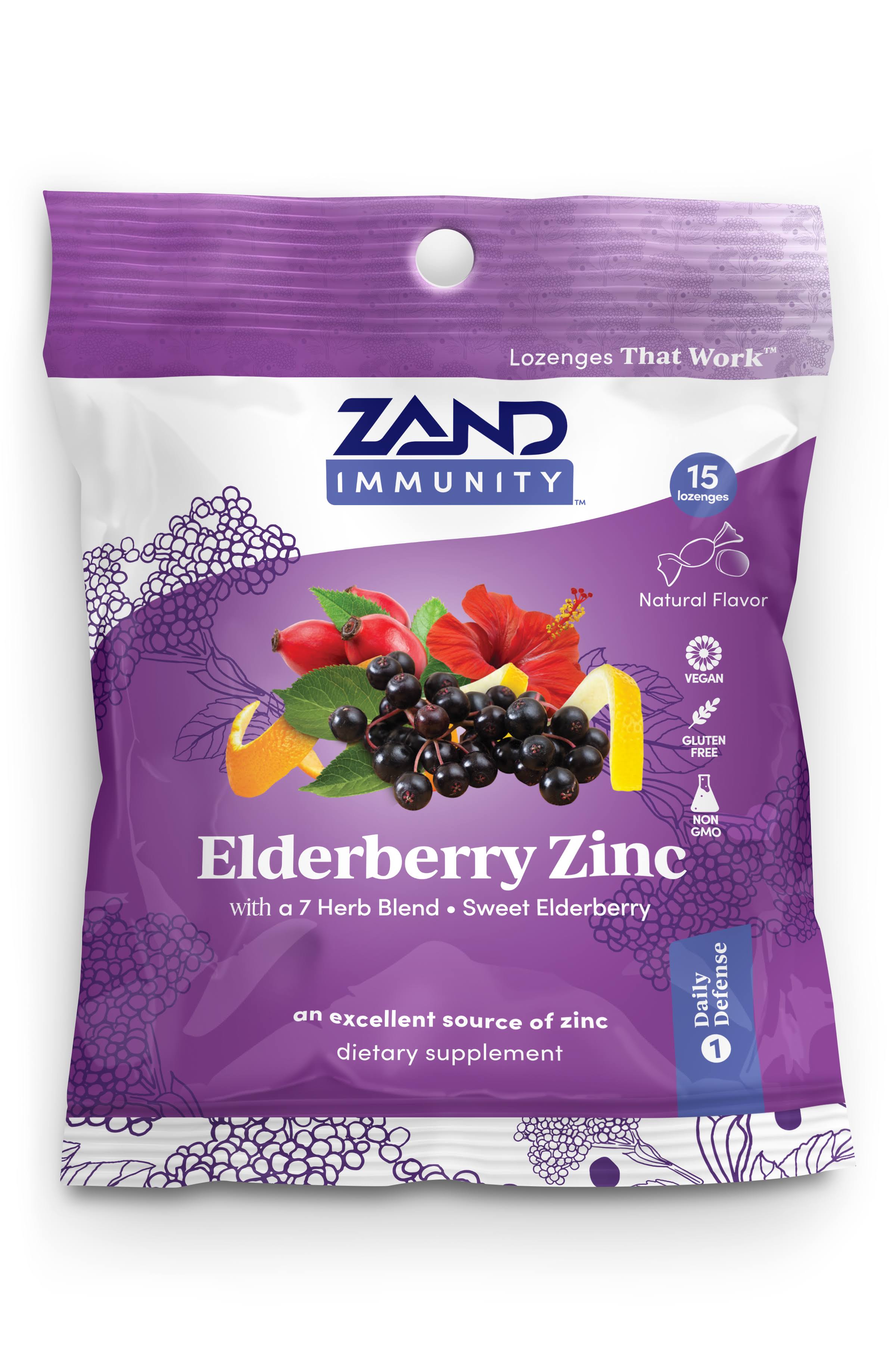 Zand, Elderberry Zinc, Herbalozenge, Sweet Elderberry, 15 Lozenges