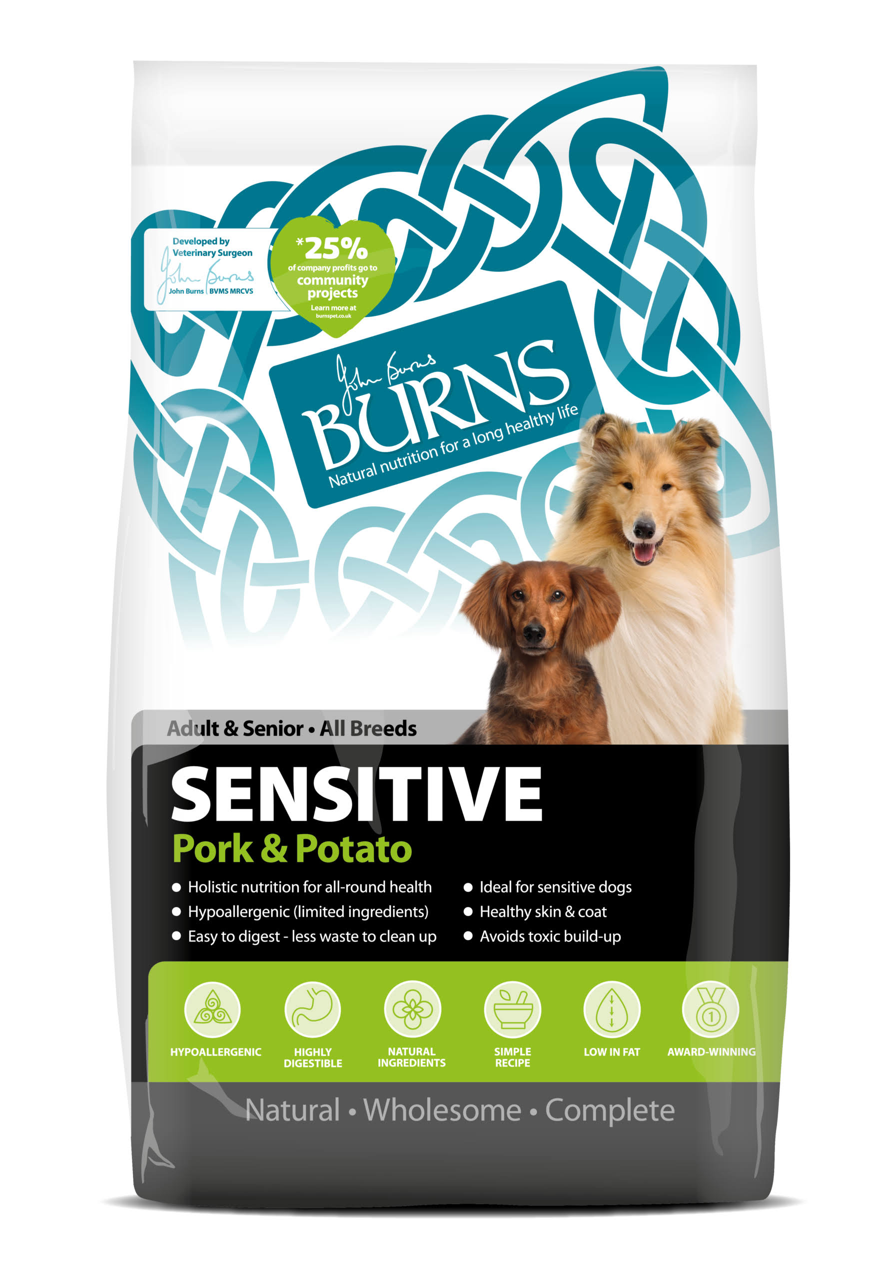 Burns Sensitive Pork and Potato Dry Adult Dog Food 6kg