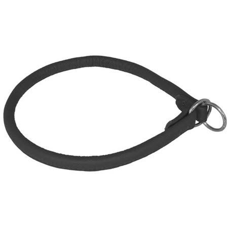 Dogline L1318-1 18 L X 0.33 W In. Round Leather Choke Collar, Black Black 18 L X 0.33 W