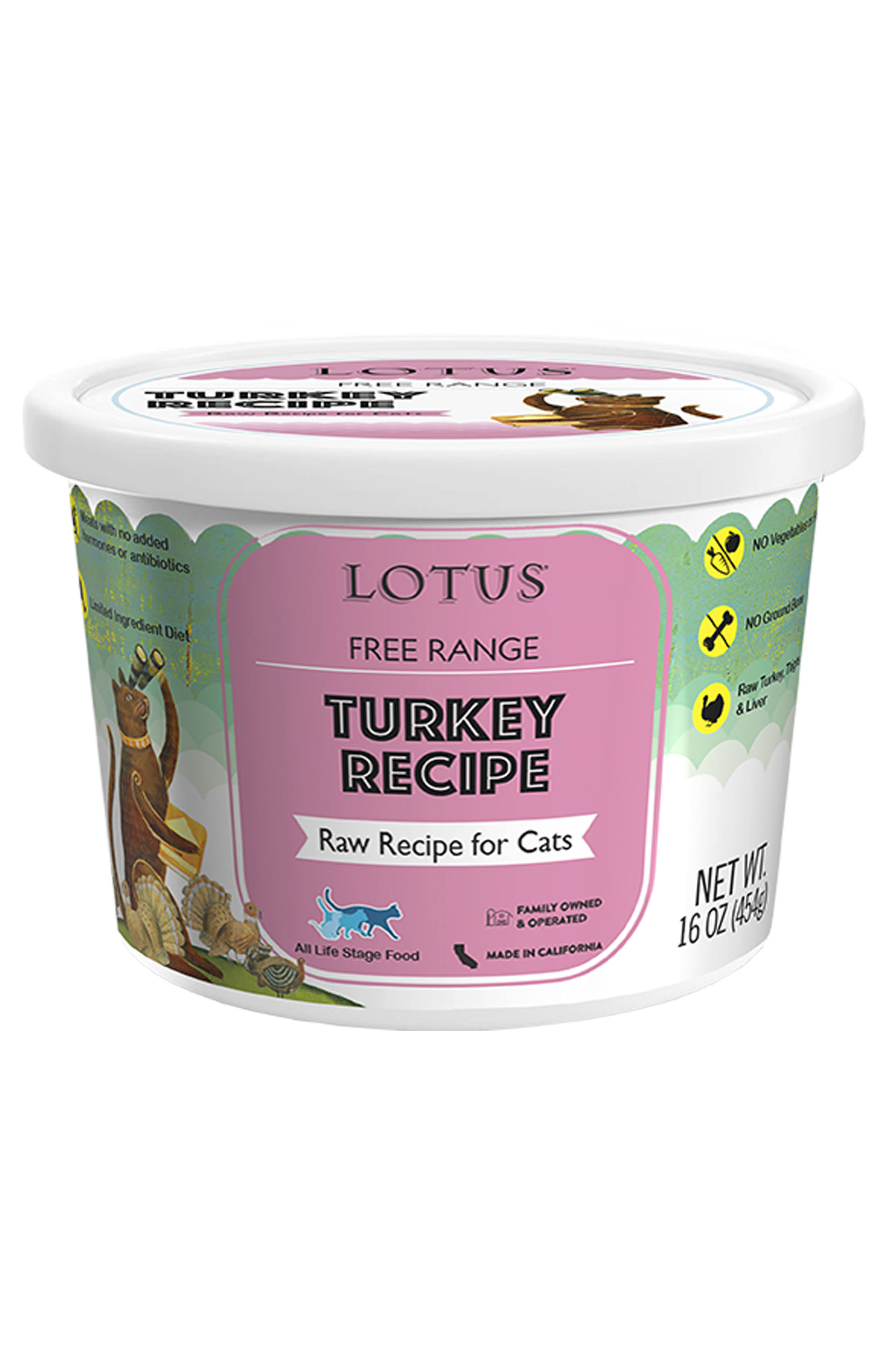 Lotus Cat Frozen Raw Grain Free Turkey 16oz