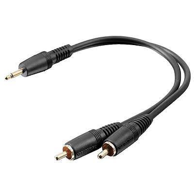 6-Inch Gold-Plated Y-Adapter Cable 1 8 Plug to Phono Plugs - EE487264