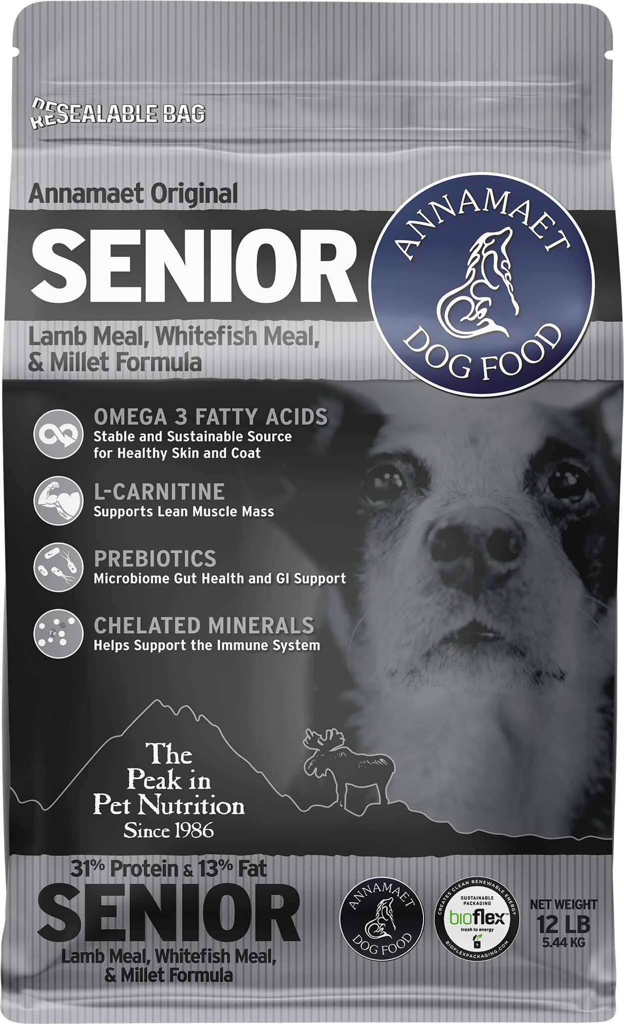 Annamaet Original 31% Senior Dry Dog Food, 12-lb BAG.