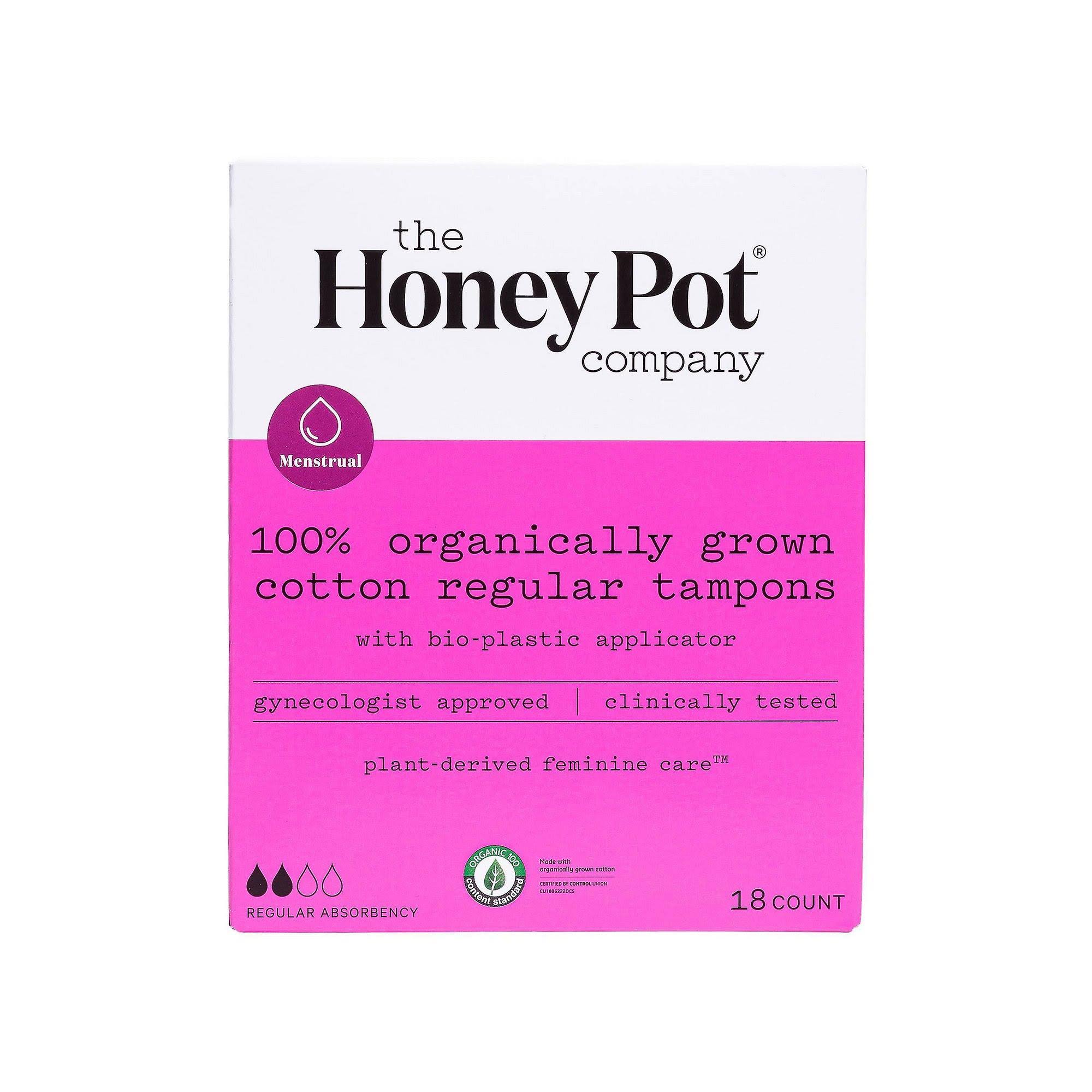 The Honey Pot Company 100% Organic Regular Tampons 18 Count