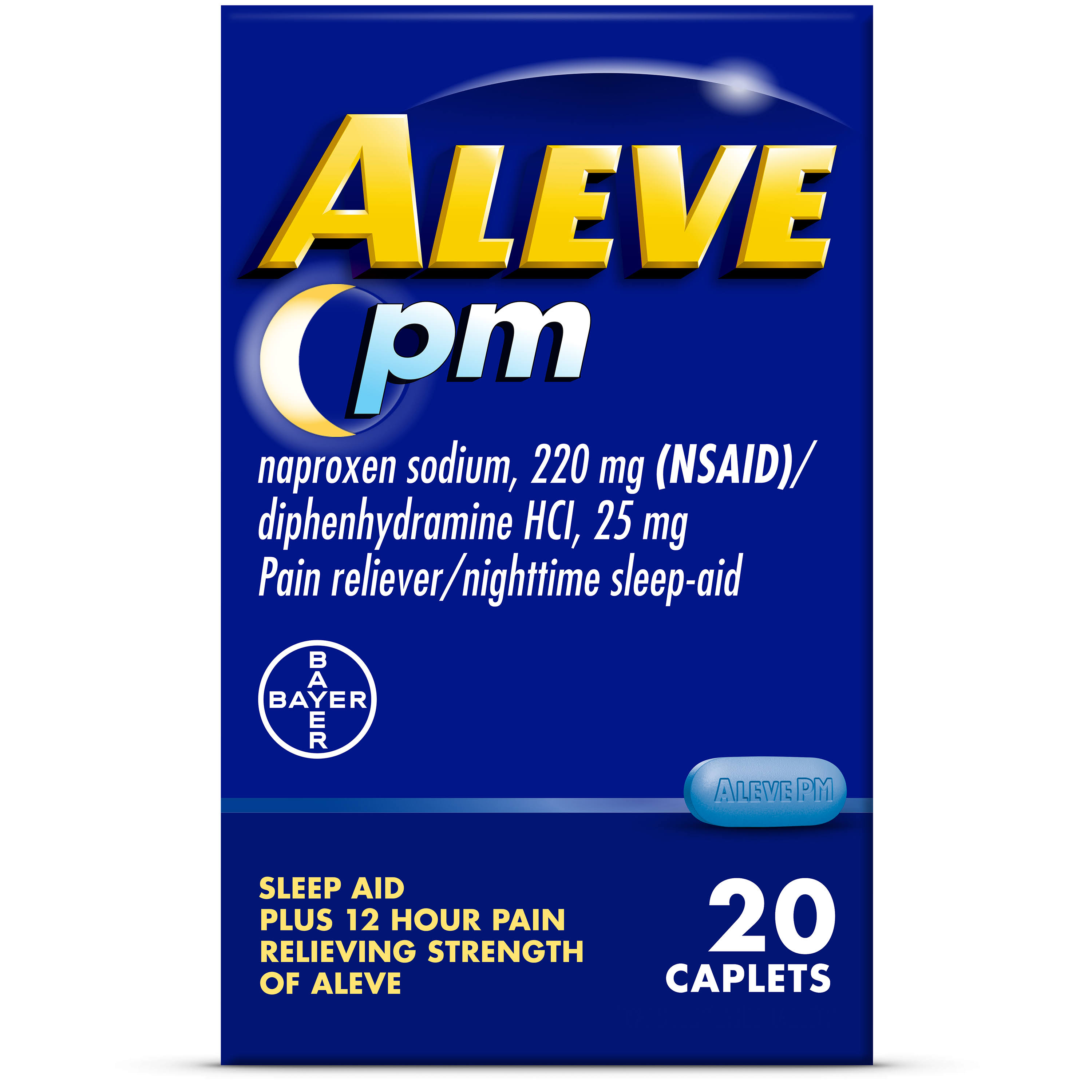 Aleve Pain Reliever/Nighttime Sleep-Aid, 220 mg, Caplets, PM - 20 caplets